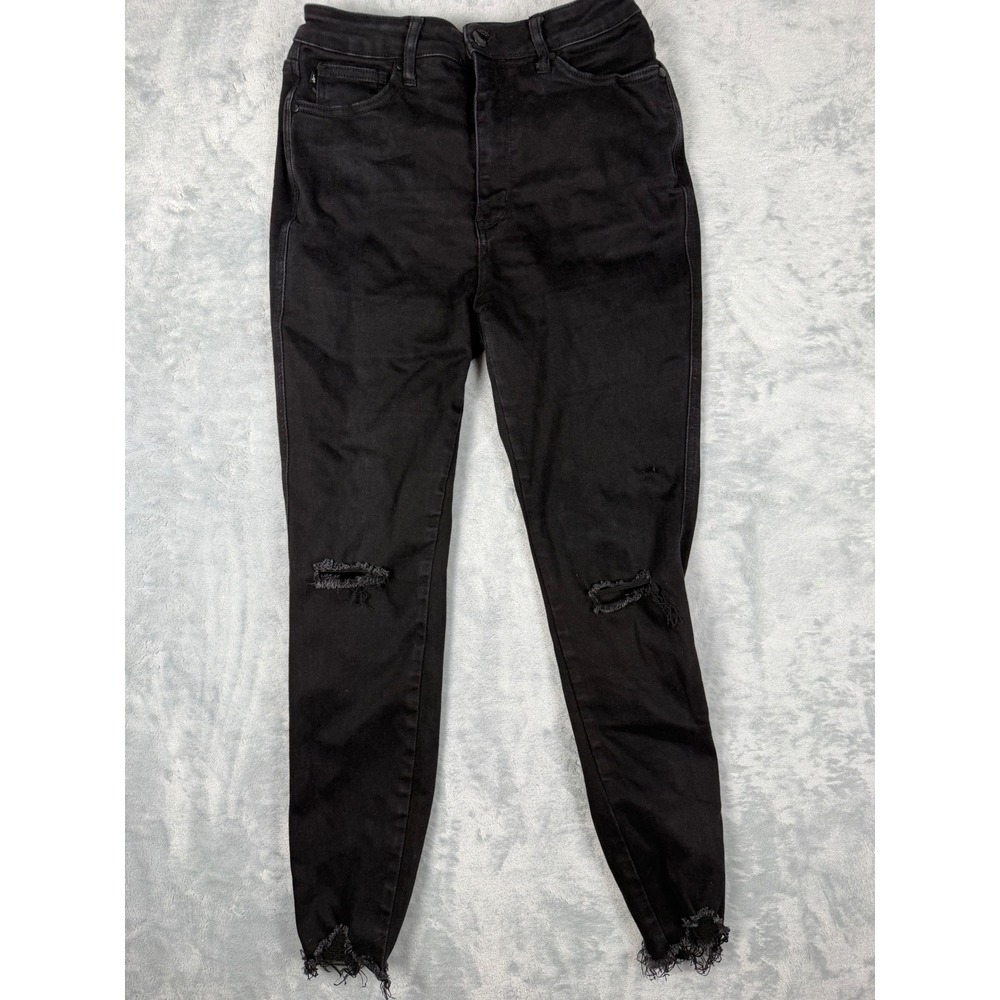 Judy Blue Black Distressed Skinny Jeans High Rise Frayed Hem JB88551 Size 11/30